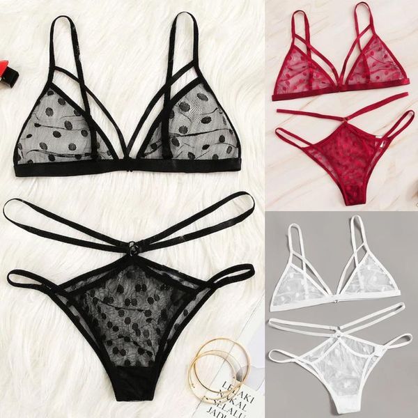 

ishowtienda lace nightwear women halter backless sleepwear suit bra thong lingerie set lady s-2xl py41, Red;black