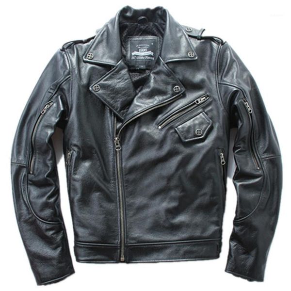 

2017 men black diagonal zipper genuine leather motorcycle jacket real thick cowhide plus size 4xl slim biker coat