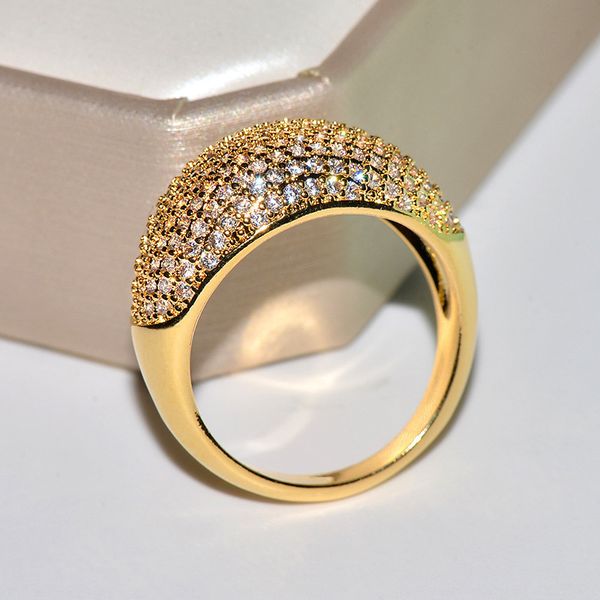 Veri anelli in oro 18 carati per le donne Lusso pieno di diamanti Gioielleria raffinata Anniversario di matrimonio Festa per Fidanzata Moglie Regalo Bijoux Femme 220217