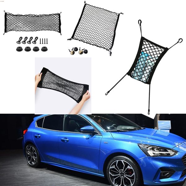 

for ford focus car vehicle black rear trunk cargo baggage organizer storage nylon plain vertical seat net