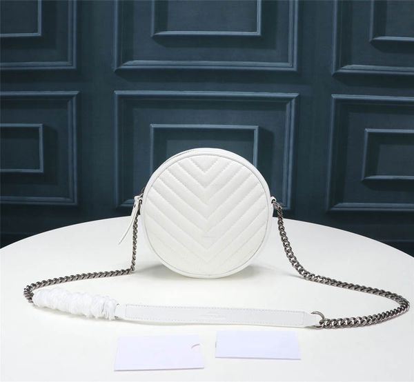 

luxury designer bags fashion vinyle v-shaped pattern quilted shoulder bag brand women's round chain crossbody bag ree shipping