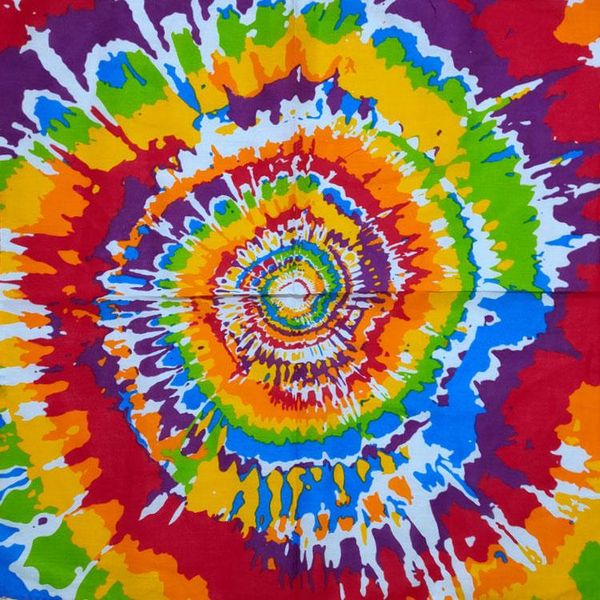 

женщины мужчины boho tie-dye gradient gradient bandana head wrap rainbow красочная виртура печать квадратный шарф хип-хоп улица панк стиль б, Black