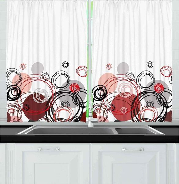 

curtain & drapes abstract kitchen curtains horizontal stripe design and geometric circles rounded shapes art illustration window drapes1