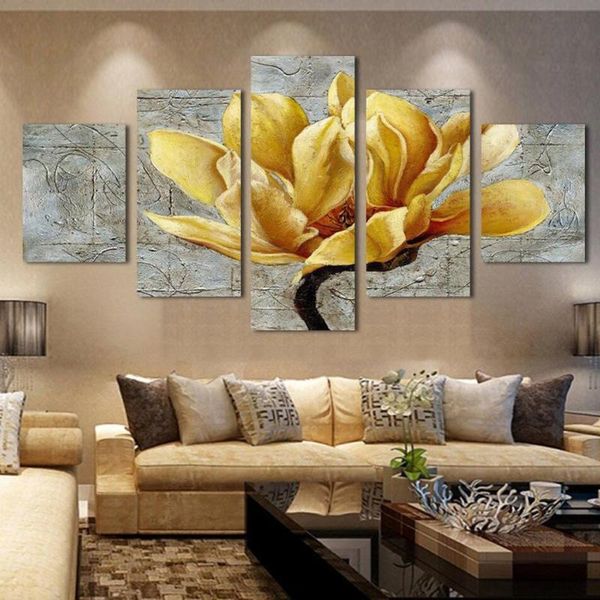 

paintings frame printed hd pictures poster canvas wall art 5 panel yellow flower for living room home decor painting