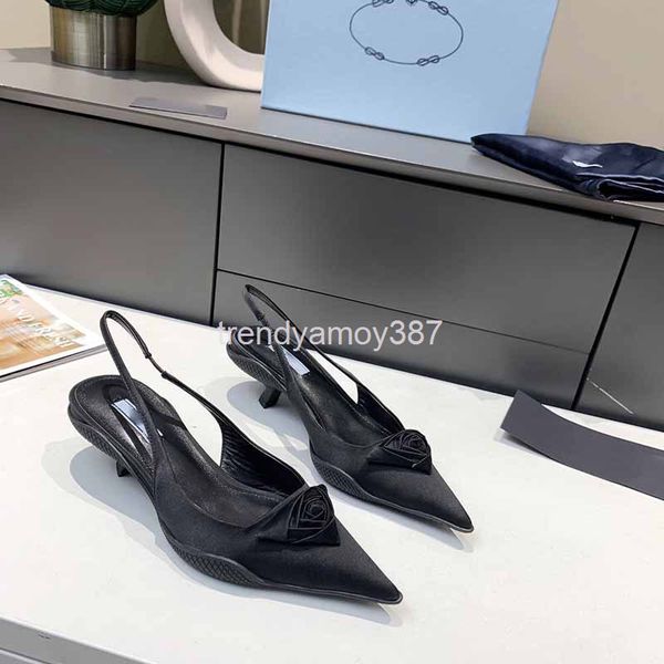 

dress shoes summer comfortable women's shoes rose flower pointed single cat heel fairy style baotou sandals, Black