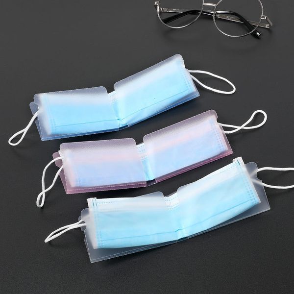 

foldable mouth-muffle organizer reusable face masks storage clip holder dustproof plastic temporary folder portable face shield box