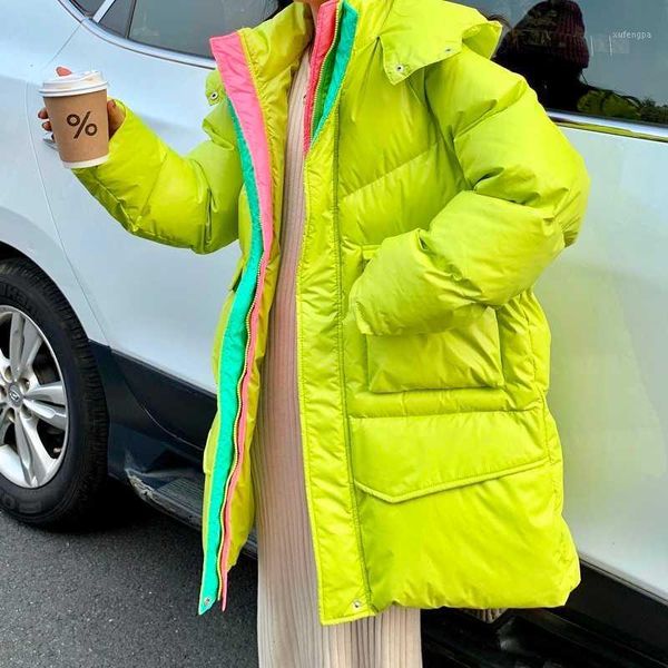 

winter jacket women coat hooded parkas pocket 2020 new women's jacket bright colors outerwear female plus size winter coats my211, Black