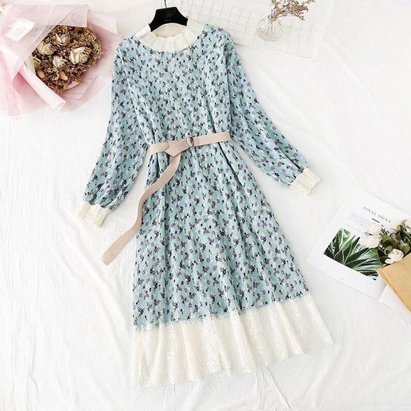 

2020 spring autumn vintage chiffon floral midi dress plus size maxi boho dresses elegant women party long sleeve dress vestidos, Black;gray