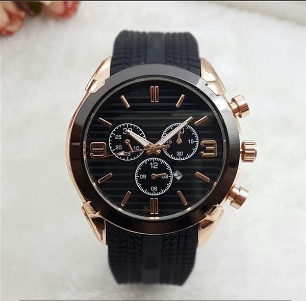 

relogio masculino wristwatches 45mm military sport style large men watches fashion designer blue brow black dial unique silicone clock watch, Slivery;black