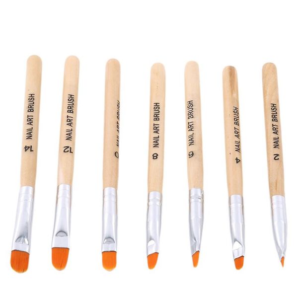 

nail brushes 7pcs art manicure tools round acrylic poly uv gel extension builder coating flower painting drawing brush, Yellow