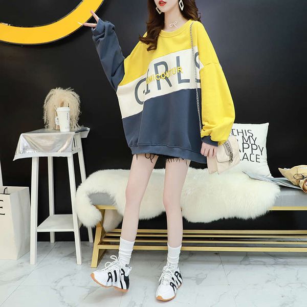 

foreign style sweater women's korean version loose new autumn / winter lazy wind long sleeve color matching ins fashion top, Black