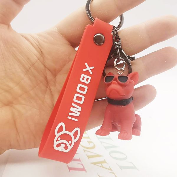 

wholesale creative glasses dog method pitbull key chain student bag pincer sunglasses dog key chain pincer gift, Silver