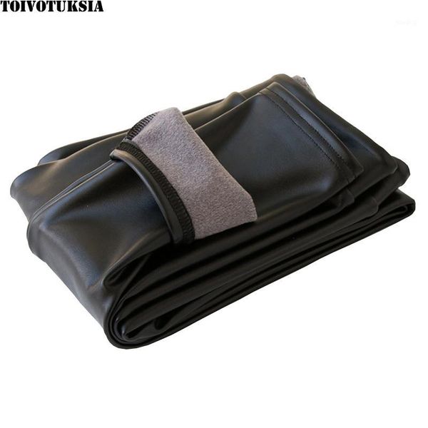 

toivotuksia faux pu leather high waist leggings women hip push up winter pants thermal fleece lined leggings1, Black