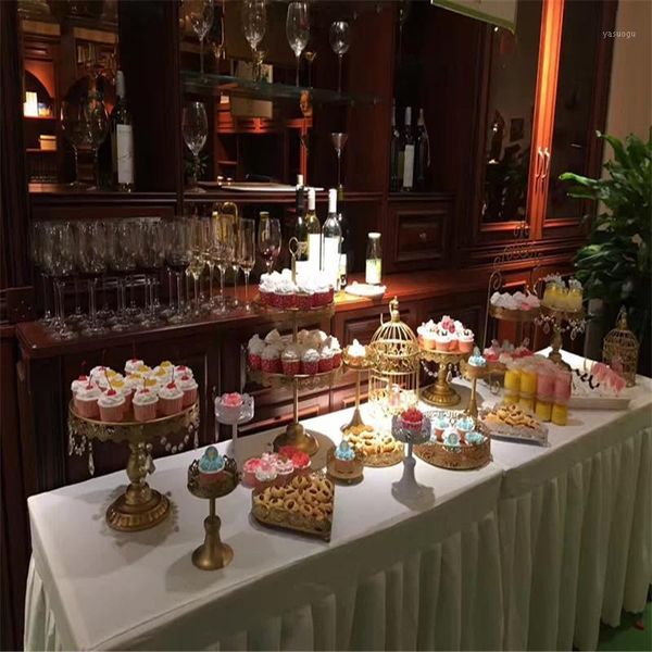 

dhl set of 12 pieces gold cake stand wedding cupcake stand set crystal candy bar decoration cake tools baking1