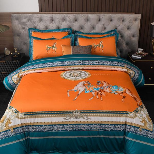 

bedding set 4pcs  bohemia cashmere knitted cotton european style duvet cover flat sheet dropshipping horse -3