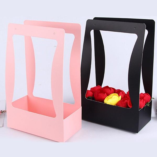 

gift wrap valentine's day portable flower box packaging basket gifts folding paper florist supplies
