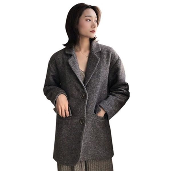 

women's suits & blazers fashion suit female autumn and winter woolen small jacket loose coat women, White;black