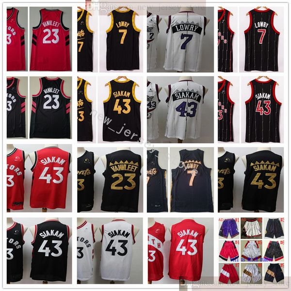 

2021 new city basketball 43 pascal 23 fred siakam vanvleet jerseys sitiched kyle 7 lowry black white red shorts jerseys shirt, Black;red
