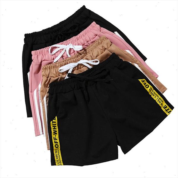 

sports womans shorts summer new four color anti emptied drawstring skinny short casual lady elastic waist beach correndo short, White;black