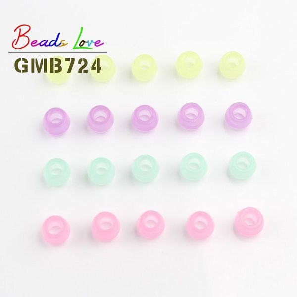 

100pcs luminous acrylic beads 6*9mm big hole glow in the dark spacer beads for jewelry making diy bracelet necklace accessories bbygts