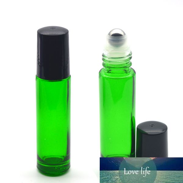 3шт пустые духи зеленый 10 мл роликового ролика стекло бутылка эфирное масло 10CC Roll-на мяч толстый образец бутылки бесплатная доставка