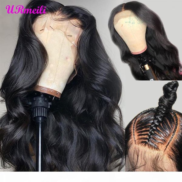 

13x6 flawless transparent lace front wig pre plucked peruvian body wave frontal human hair wig bleached knot 150 remy lace wig, Black;brown