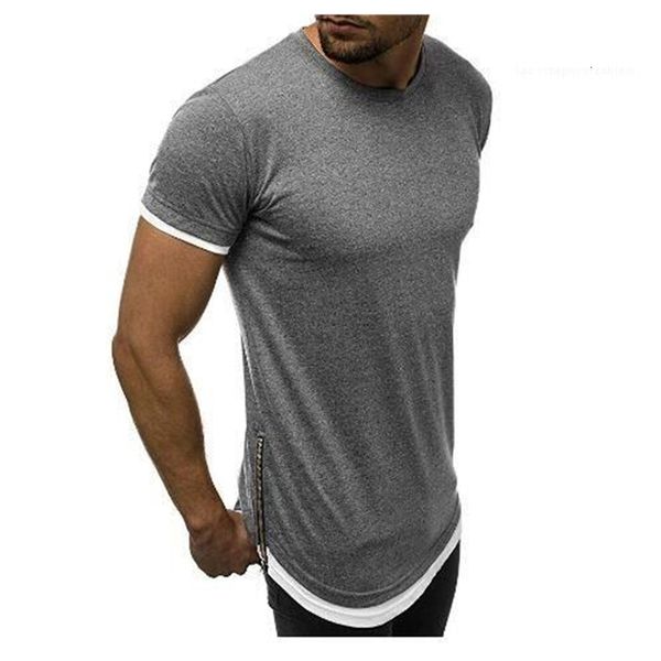 

mens zipper solid color tshirt summer round neck pullover short sleeve fashion casual tees, White;black