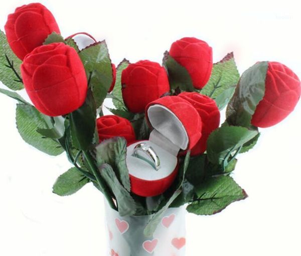 

red rose ring box velvet wedding originality gift box fashion valentines engagement box jewellery packaging boxes1