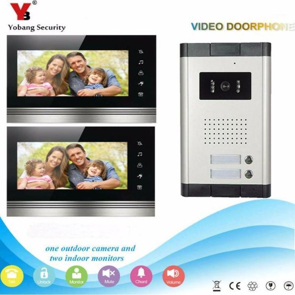 

yobang security dhl new apartment intercom 7`` lcd video door phone doorbell intercom system for 2 house 1v21