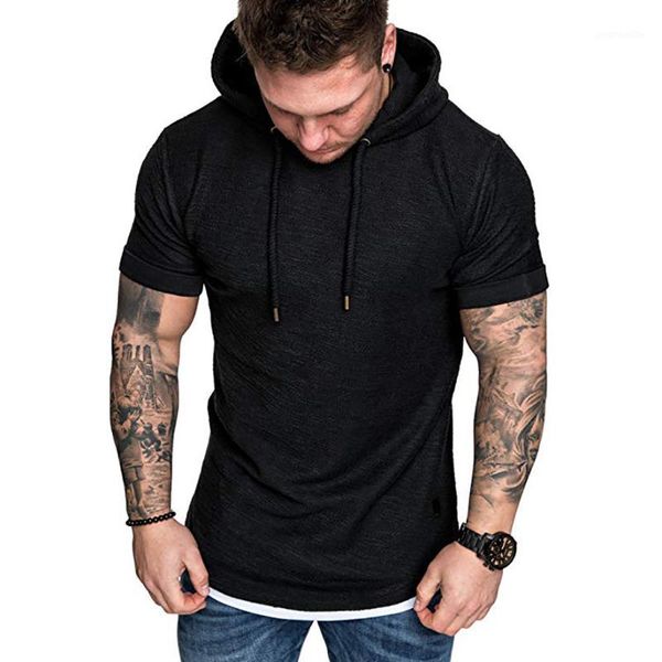 

summer men's t-shirt boy's t shirts slim fit casual pattern large size short sleeve hoodie blouse sports f3#11, White;black