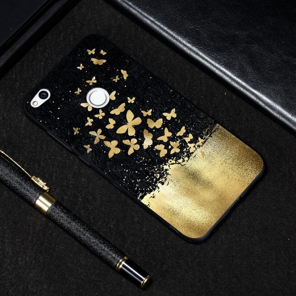 

gold butterfly painted pattern soft tpu case for huawei p8 lite