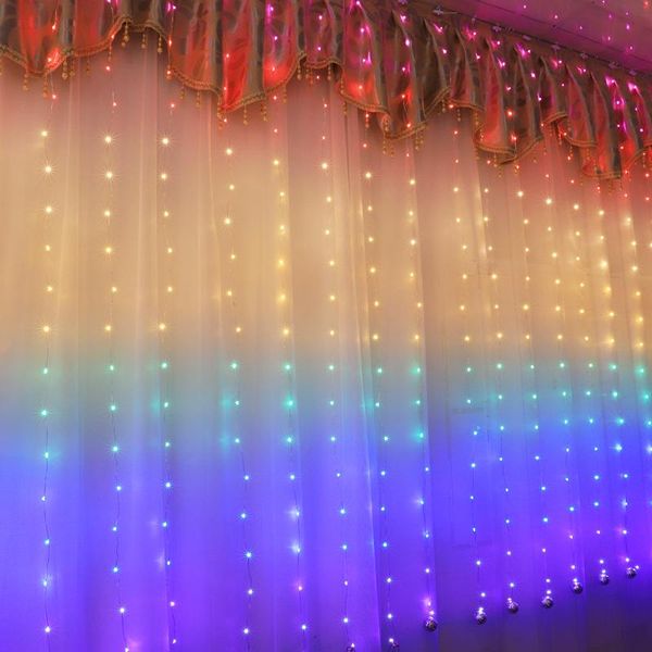 

3x2.8m rainbow garland curtain lights led usb power remote control 8 modes fairy lights for bedroom curtain christmas decoration