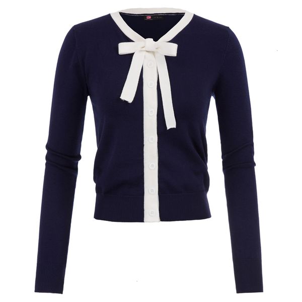 

kk women shrug spring autumn buttons bow-knot decorated contrast color coats ladies slim knitwear cardigan knitting coats sh190912, White;black