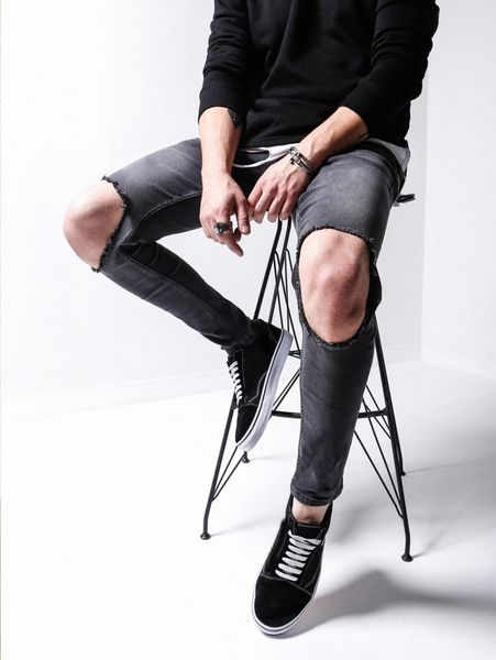 

men cut out raw trim skinny jeans f5ym#, Blue