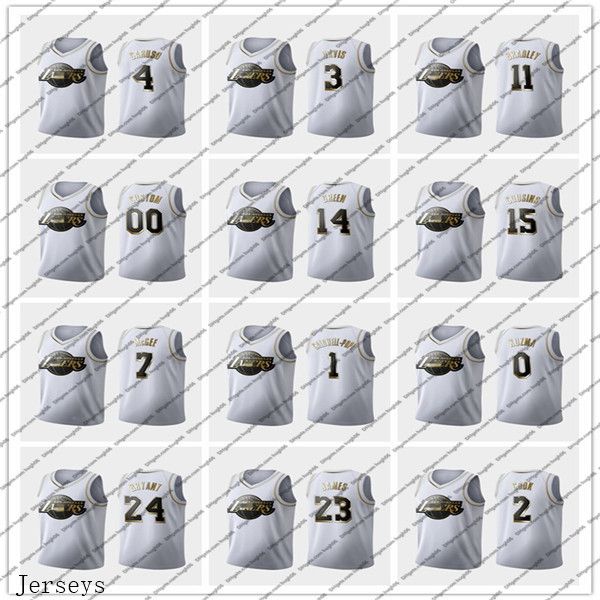 

los lakers angeles caruso 3 davis 23 james 2 ball 0 kuzma alex anthony lebron lonzo kyle golden edition limited jersey, Black