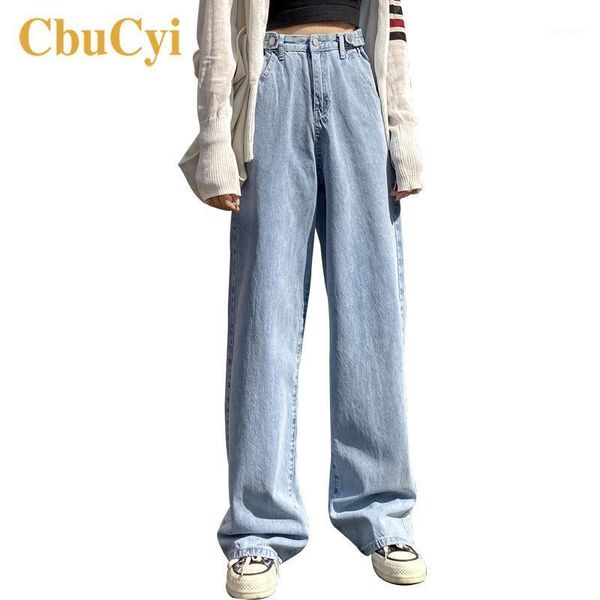 

women high waist jeans wide leg denim pants trousers streetwear women baggy jeans vintage 2020 loose straight cotton mom1, Blue