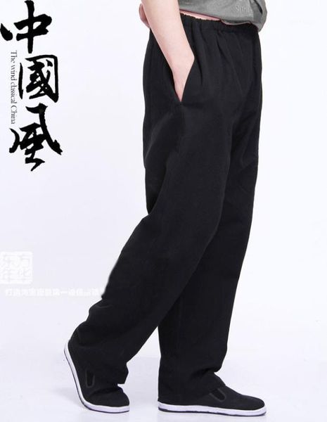 

martial arts pants tang wing chun tai chi classic black long trousers cotton size m-xxxl1, Black;red