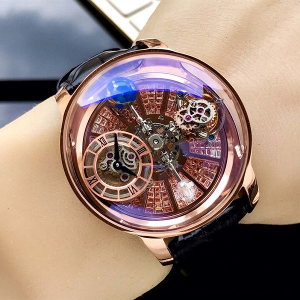 

черный новый небесного колеса маховика гипсофила цифровой циферблат швейцарский кварцевый мужской механические часы кожаные дизайнерские час, Slivery;brown