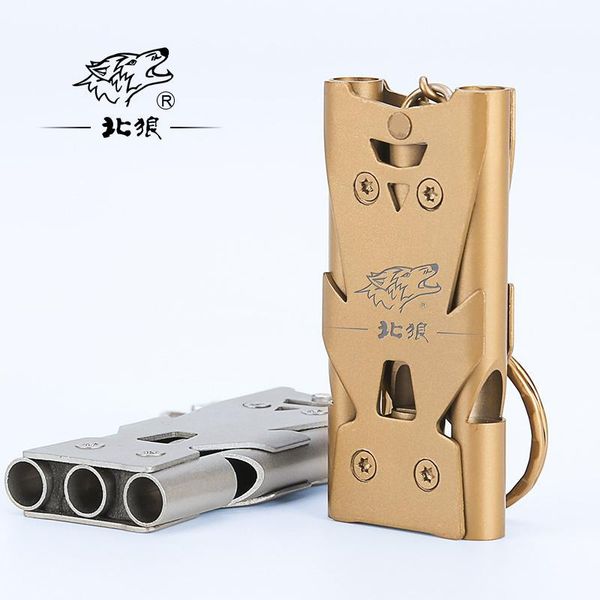 

other sporting goods north wolf stainless steel three tube whistle outdoor multi-function laser engraving high frequency survival