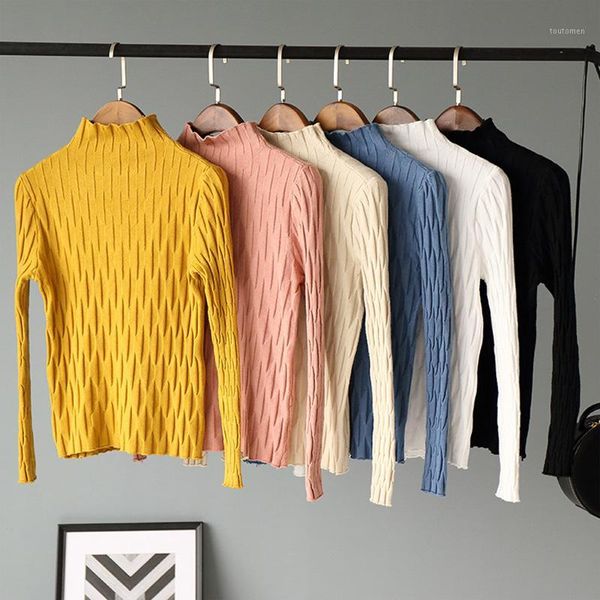 

lucyever 2019 fashion elastic knit sweater women solid black turtleneck slim womens sweaters winter casual knitted jumper ladies1, White;black