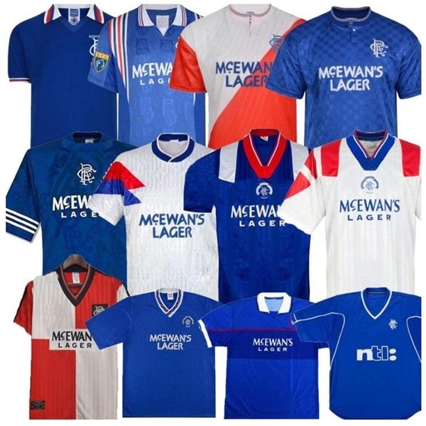 

87 90 92 94 95 96 97 99 01 ретро глазго рейнджерс трикотажных изделий футбол гаскойн лаудруп футбол рубашка маккойст обычай футбол униформа, Black;yellow