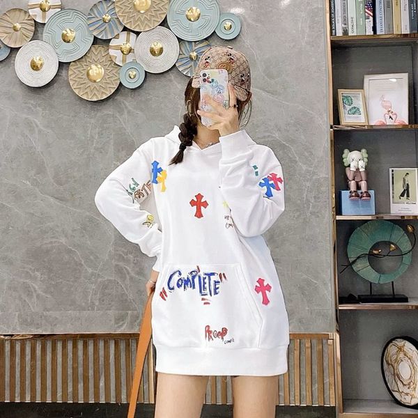 

outlet crosin hoodie women's loose and lazy winter new print casual letter cross hoodie, Black