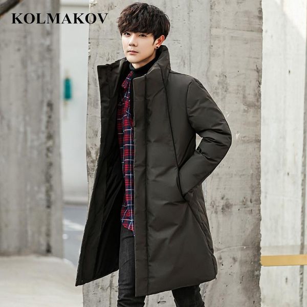 

2018 new winter mens 85% white duck down jackets slim fit men's long duck coats homme thick warm overcoats for tall men m-4xl1, Black