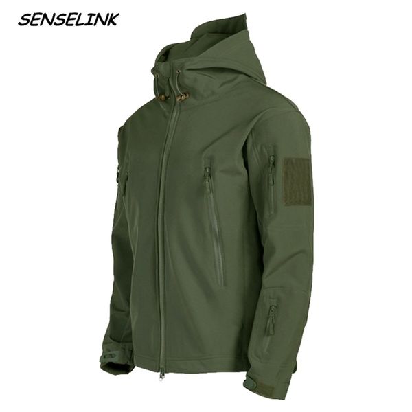 

men's jacket military tactical windproof waterproof shark skin soft shell army outdoor hooded bomber streetwear coats men 220121, Black;brown