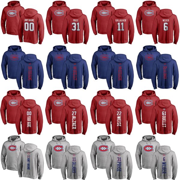 

montreal canadiens pullover hoodie 40 joel armia 41 paul byron 8 ben chiarot 20 cale fleury 17 brett kulak hockey sweatshirts custom stitche, Red