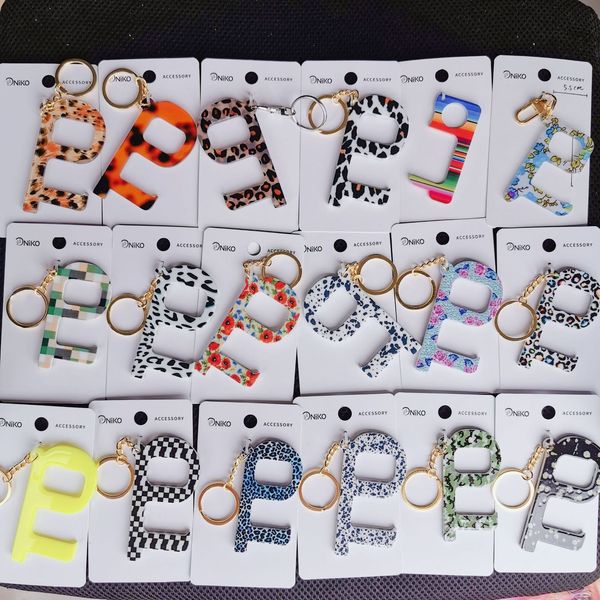 

printing no contact key chain double side edc acrylic door opener, Silver