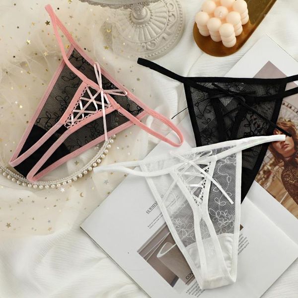 

women's panties women's briefs lace t-back g-string thongs underwear allure low waisted comfortable traceless lady panties1, Black;pink