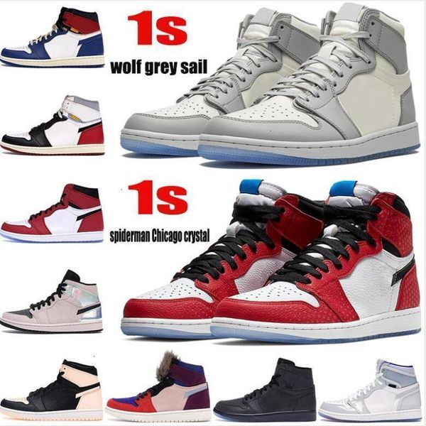 

obsidian jumpman 1 zoom racer blue fearless mens basketball shoes unc 1s turbo green chicago men women sport designer sneakers, Black