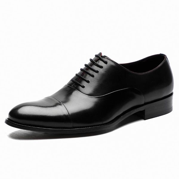 

2021 brand new men dress shoes genuine leather lace-up wedding office shoes male elegant formal men, Black