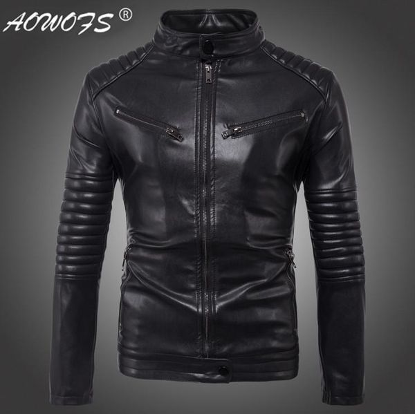 

dropshipping men's leather jacket autumn slim fit faux leather jacket big size 5xl motorcycle bomber jackets coats, Black